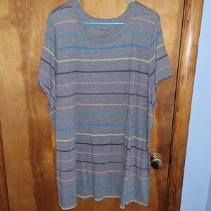 Torrid Gray Multi Colored Striped T-Shirt